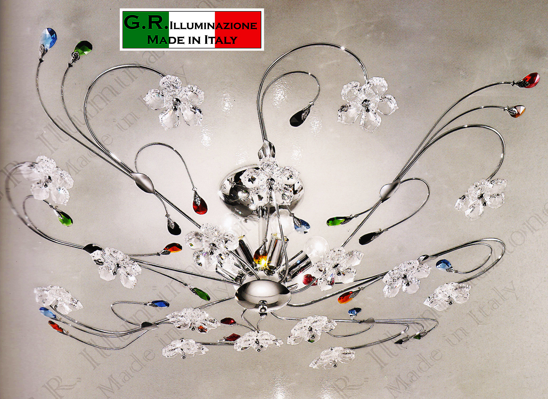 Plafoniere Acciaio E Cristallo : Lampadario plafoniera soffitto moderna cromata luci cristallo