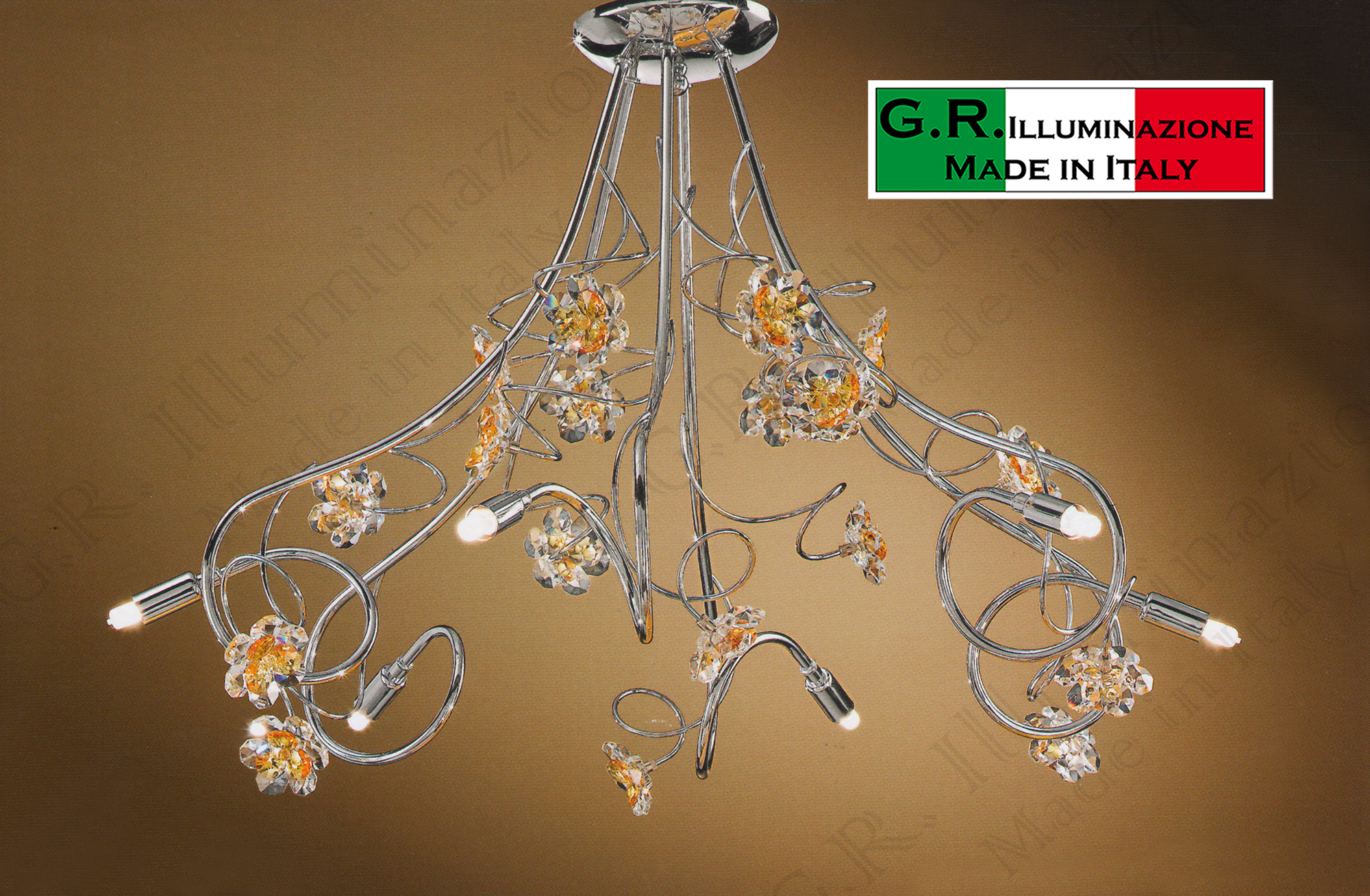 Plafoniera Fiori Cristallo : Lampadario plafoniera soffitto moderno l cromato cristallo