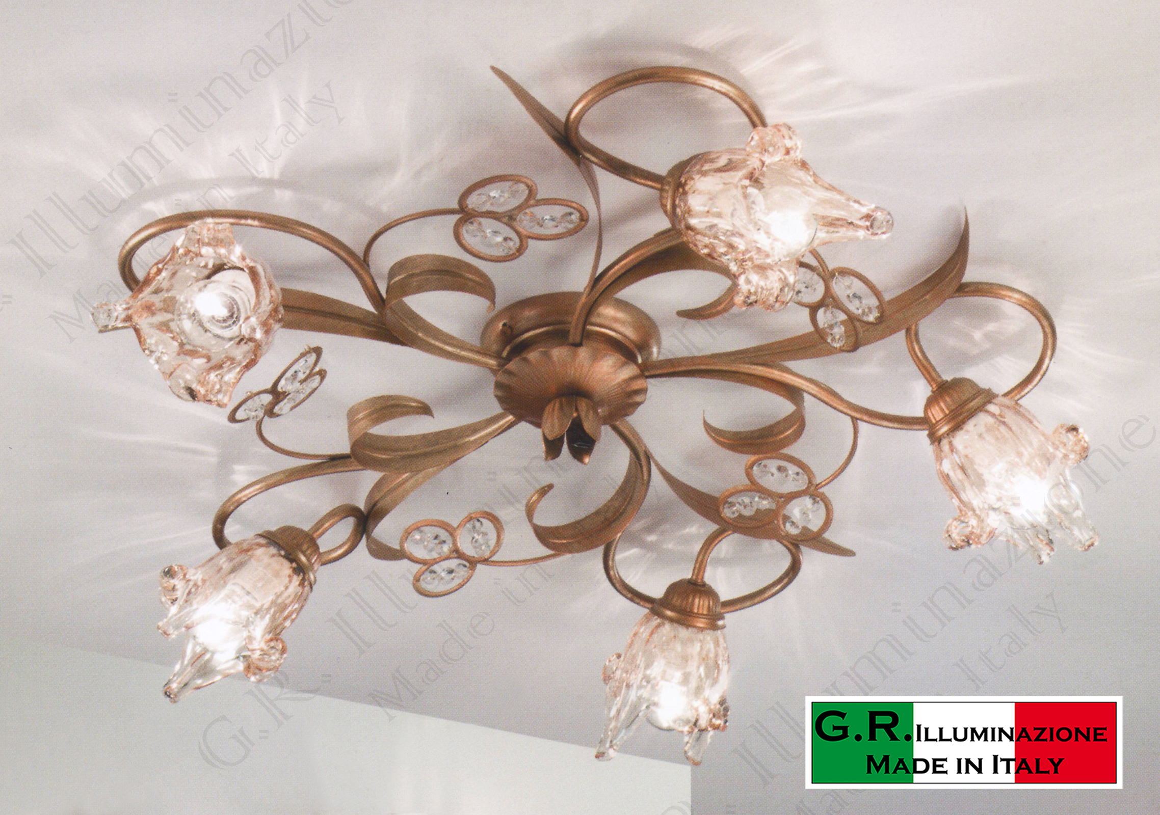 Plafoniera Per Bagno Murano : Acquista octopus plafoniera in vetro bianco di murano lampade